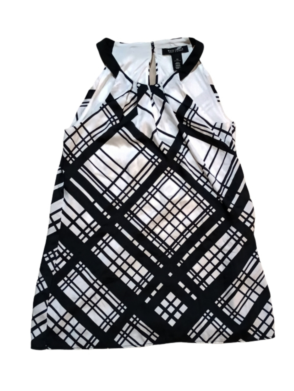 White House Black Market Black and White Striped Halter Top